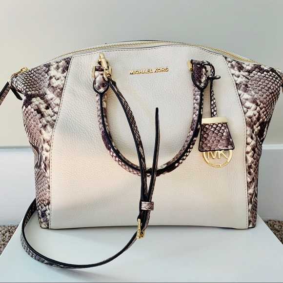 MICHAEL Michael Kors Handbags - MICHAEL Michael Kors Riley Python-Embossed Satchel